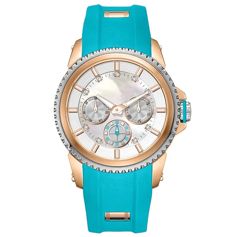 new designer watch silicone wristwatch 3eyes decoration quartz watch fashion steel ladies wrist watch