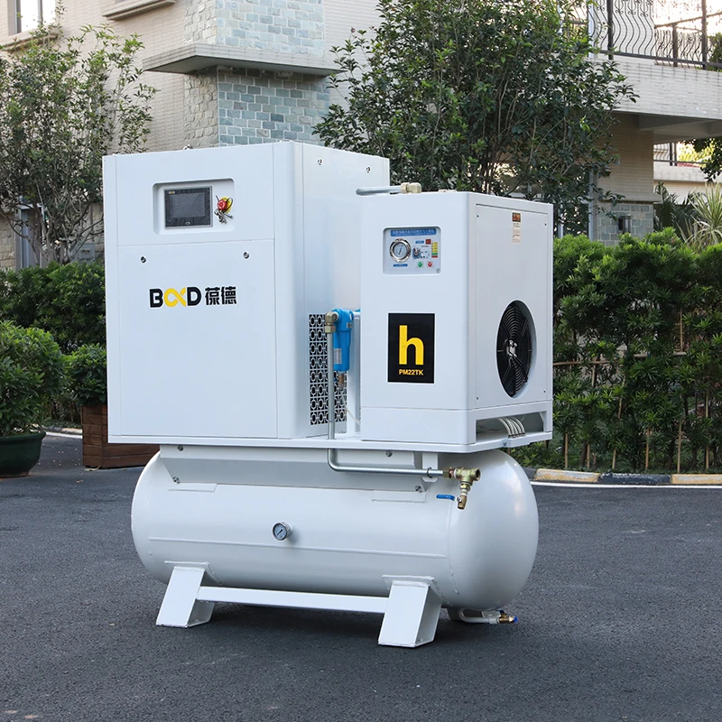 11KW 15HP PM combined type  rotary screw air compressor with air dryer, fine filters and air tank for laser machine