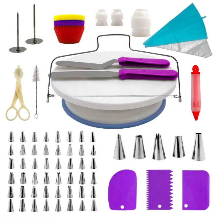 Cake Decorating Supplies 100 PCS SPECIAL CAKE DECORATING KIT Numbered Icing Tips, Cake Rotating Turntable and More Accessories