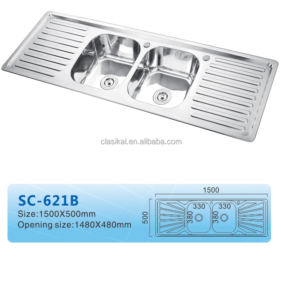 Kitchen Sink with Tray Stainless Steel 621A UCPC High Quality Large Size Square Modern Dining Above Counter Basin Brushed CN;GUA