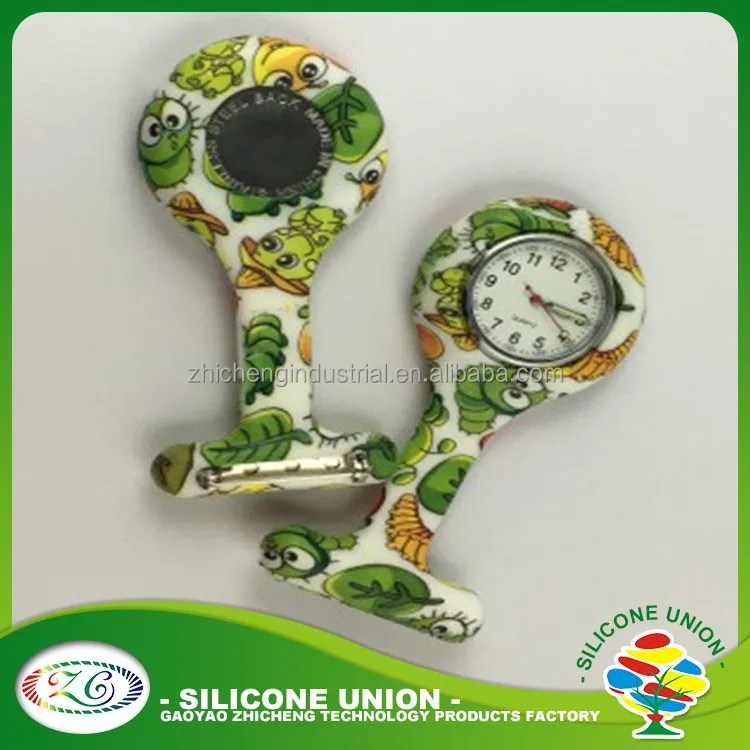 2021 Hot Sale heat transfer Silicone Brooch Watch Quartz Custom Nurse Pocket Watch
