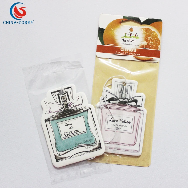 Various scents hanging auto/car paper initial air freshener for wholesale