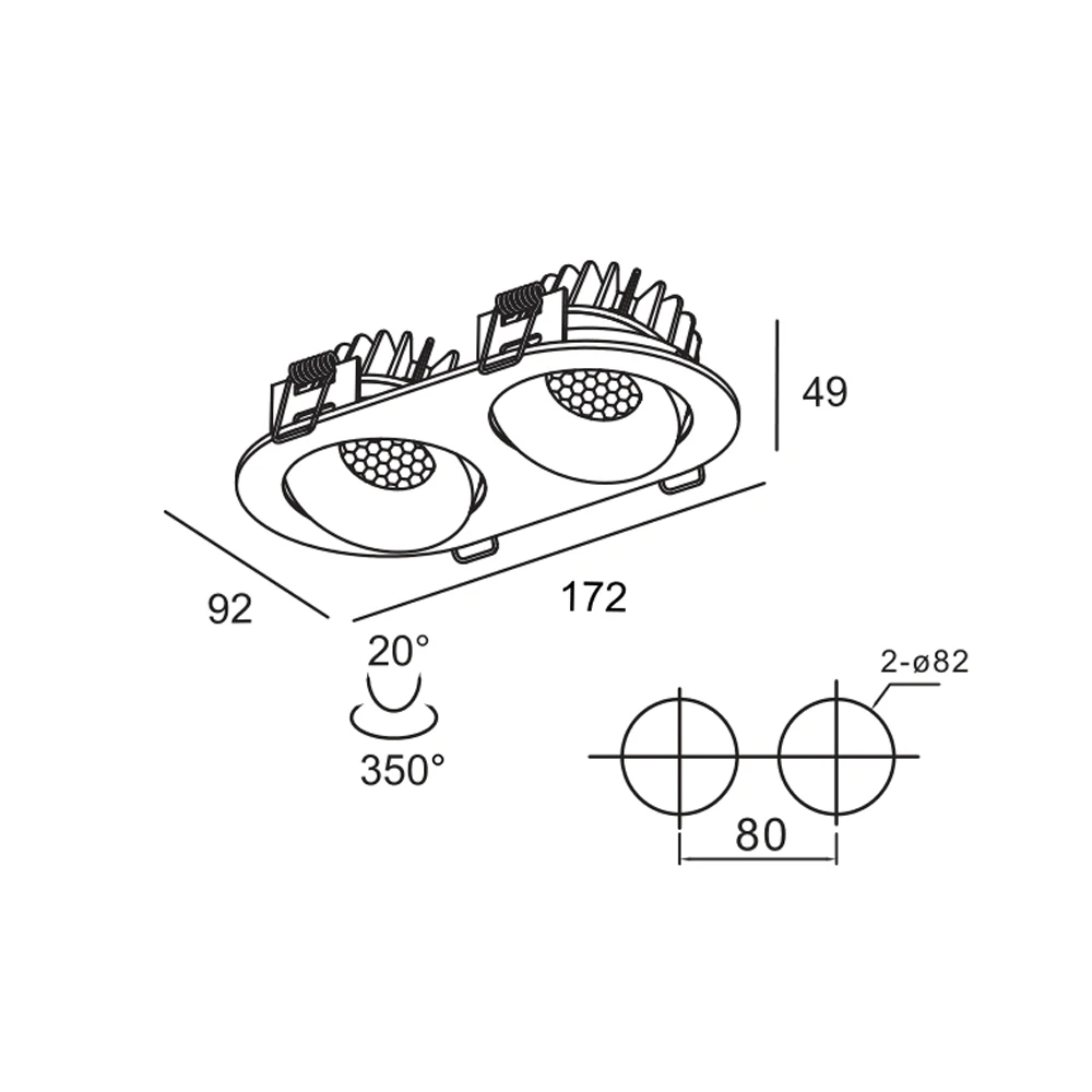 Waterproof Ip54 Adjustable Led Downlight Casing Commercial Ceiling Downlight