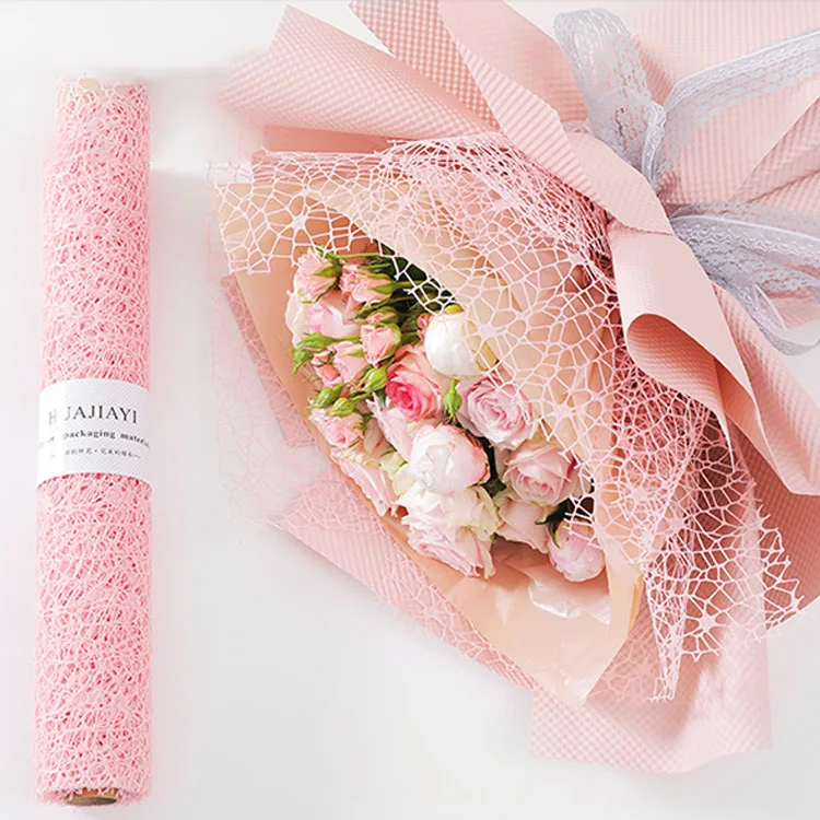 Circle Hollow Polyester Mesh Rolls Wrapping Packaging Colorful Recycle Gift Flower Wrapping Tissue Paper