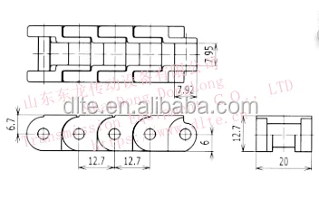 DLTE Miniature Chains 40P Plastic Conveyor Chains Flexible Chains