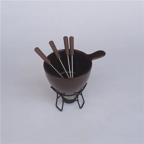 New design bulk deep stoneware melting pot cheap chocolate fondue pot