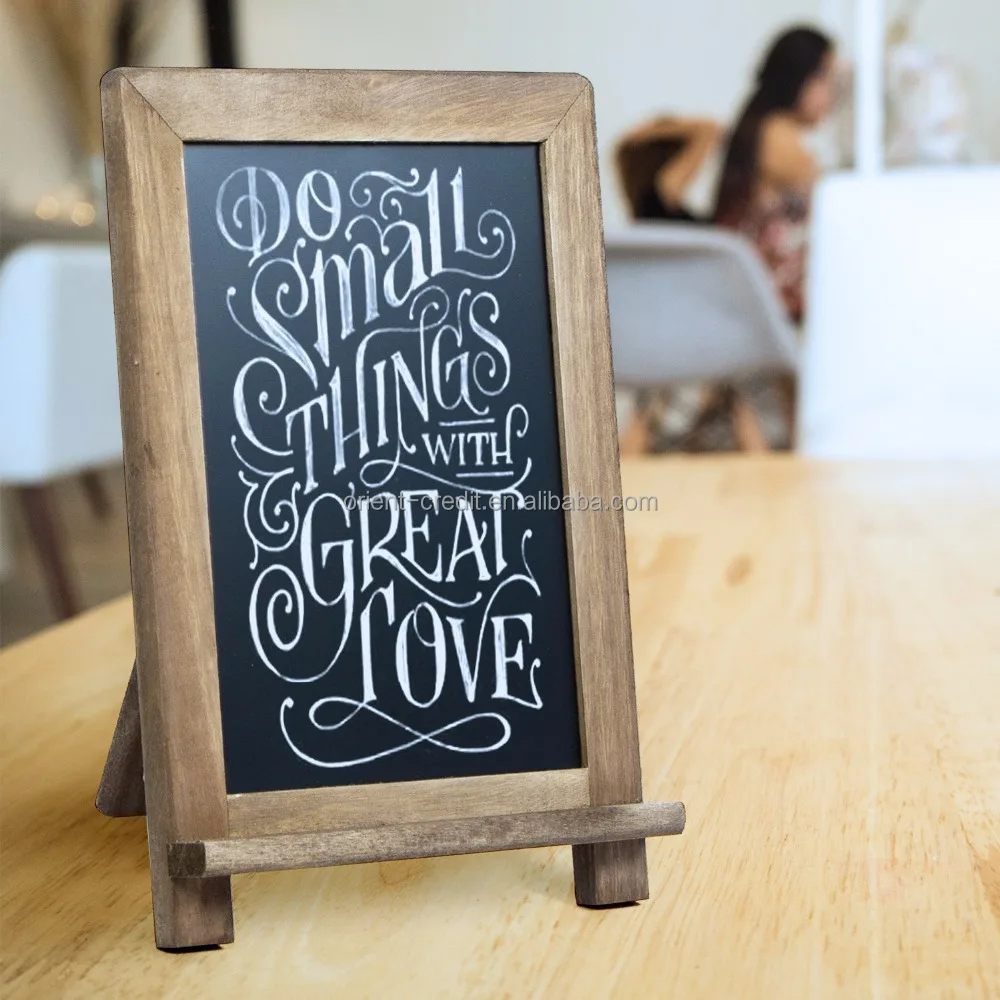 Antique Wooden Framed Standing Table Chalkboard Sign Magnetic Blackboard, Perfect for Kitchen, Bar, Wedding