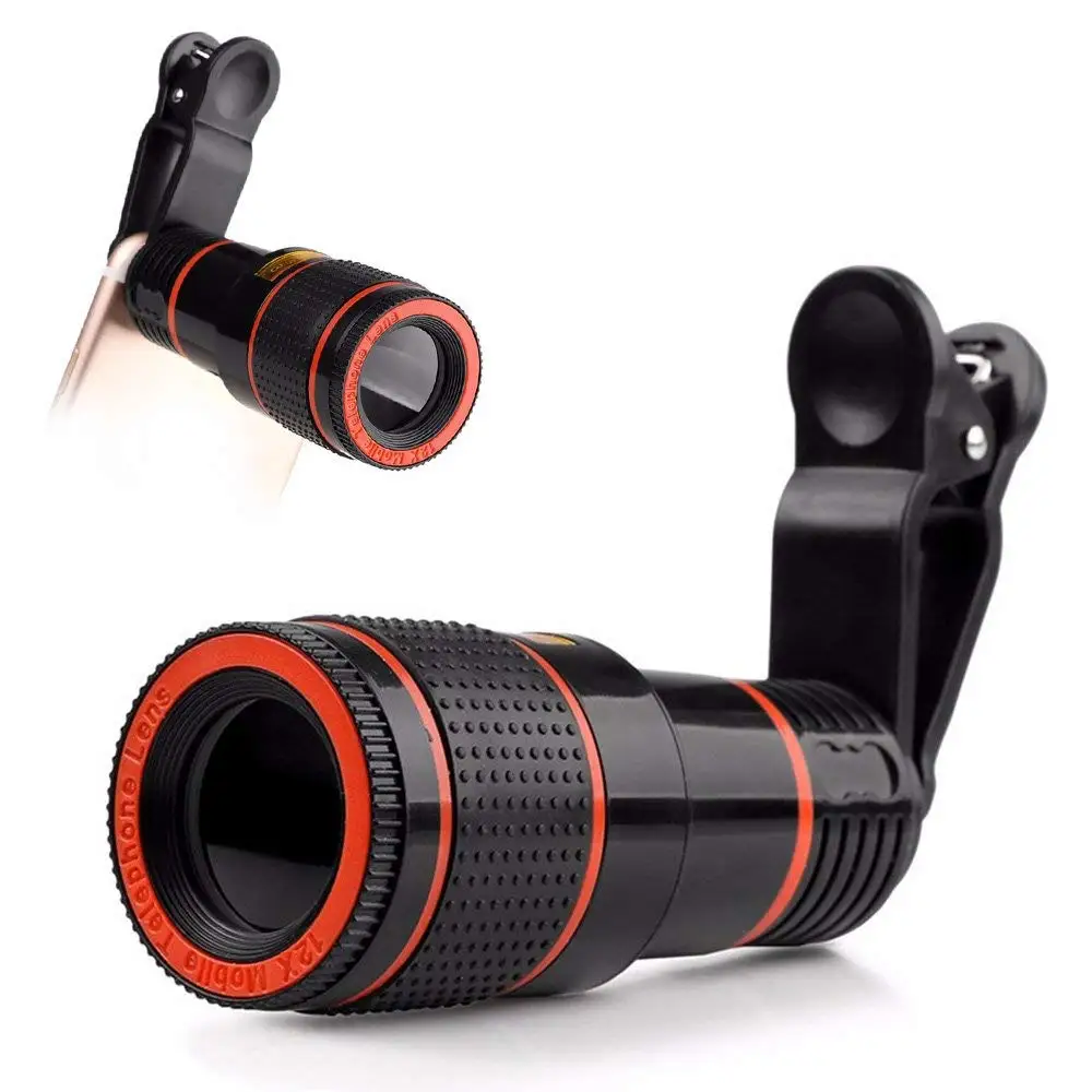 
HD 12X Zoom Phone Lens Universal Optical Zoom Phone Lens Focus Telescope Clip-on 