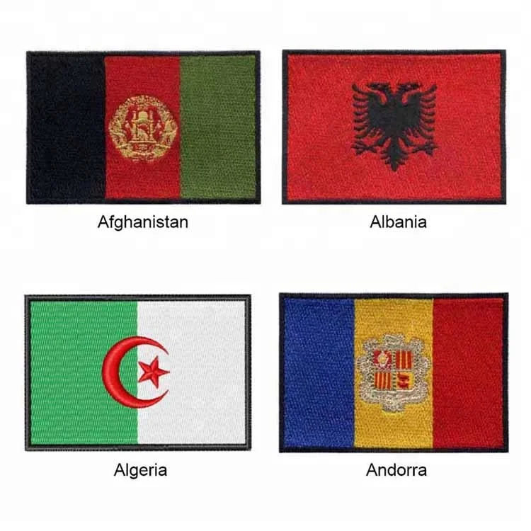 Supply 7.62 cm wide Afghanistan flag patch embroidered with heat cut border