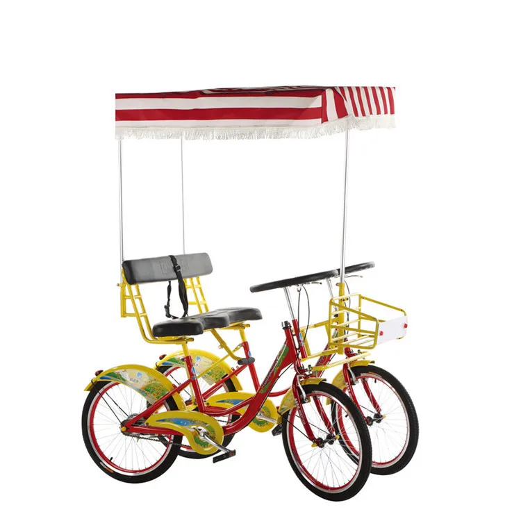 Beautiful red color tandem bike for 3 person/22 inch wheel tandem bike with canvas cloth/high quality tandem bike for a couple