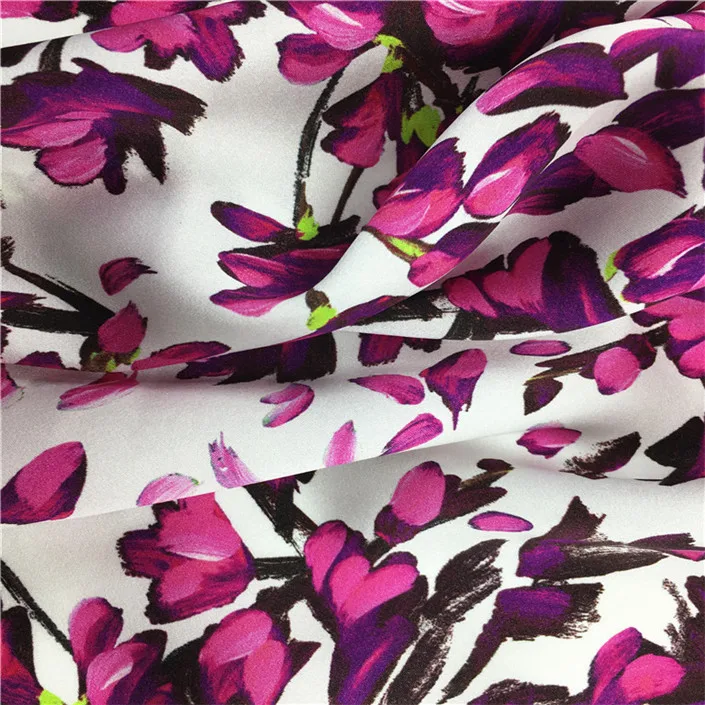 
Factory direct digital printing 30mm heavy stretch crepe de chine silk chiffon fabric for dress 