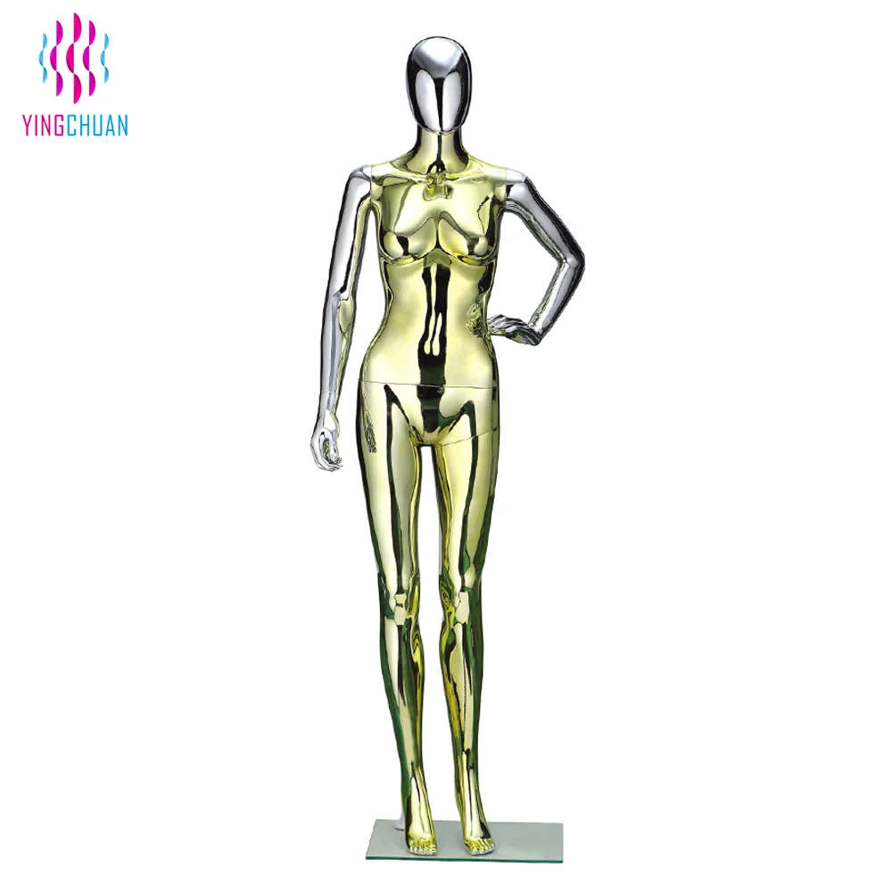 Colorful silver gold full body female electroplate chrome mannequin