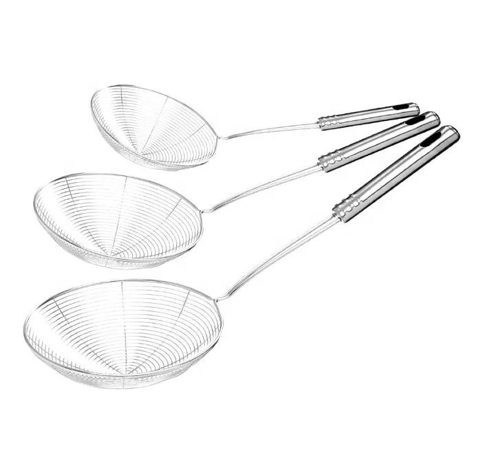 Multi-Function Stainless Steel Wire Mesh Kitchen Utensil Metal Skimmer Spider Strainer