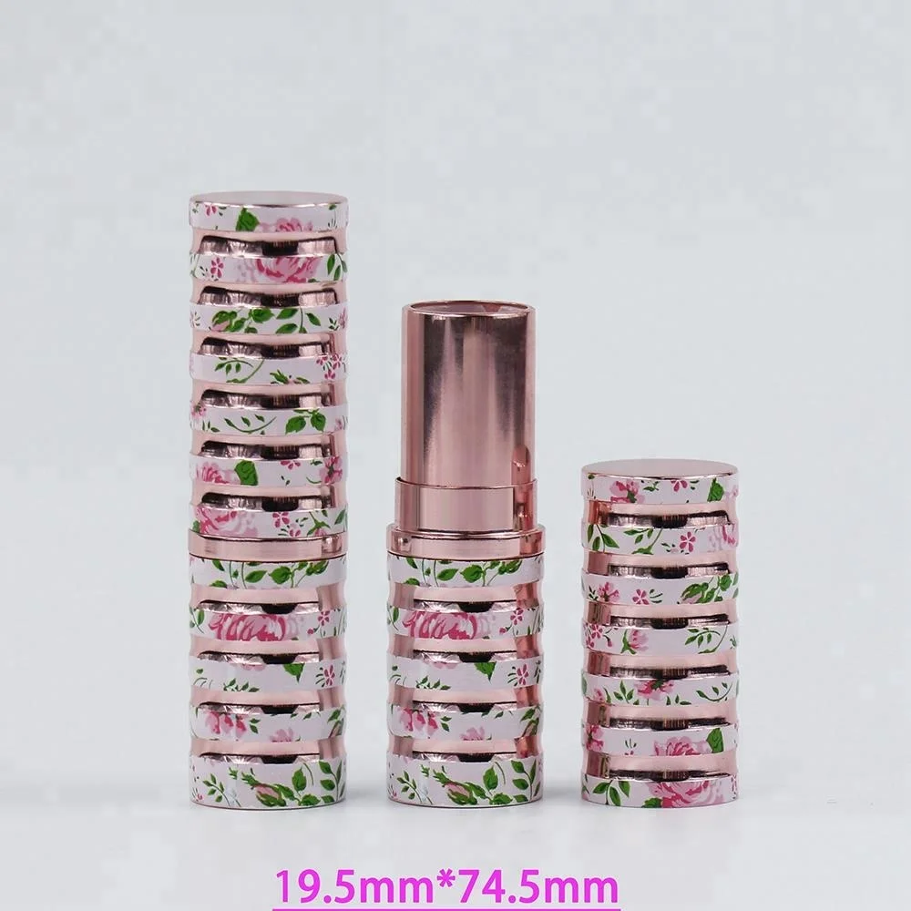 China supplier fashion design elegant empty flower aluminum lipstick tubes