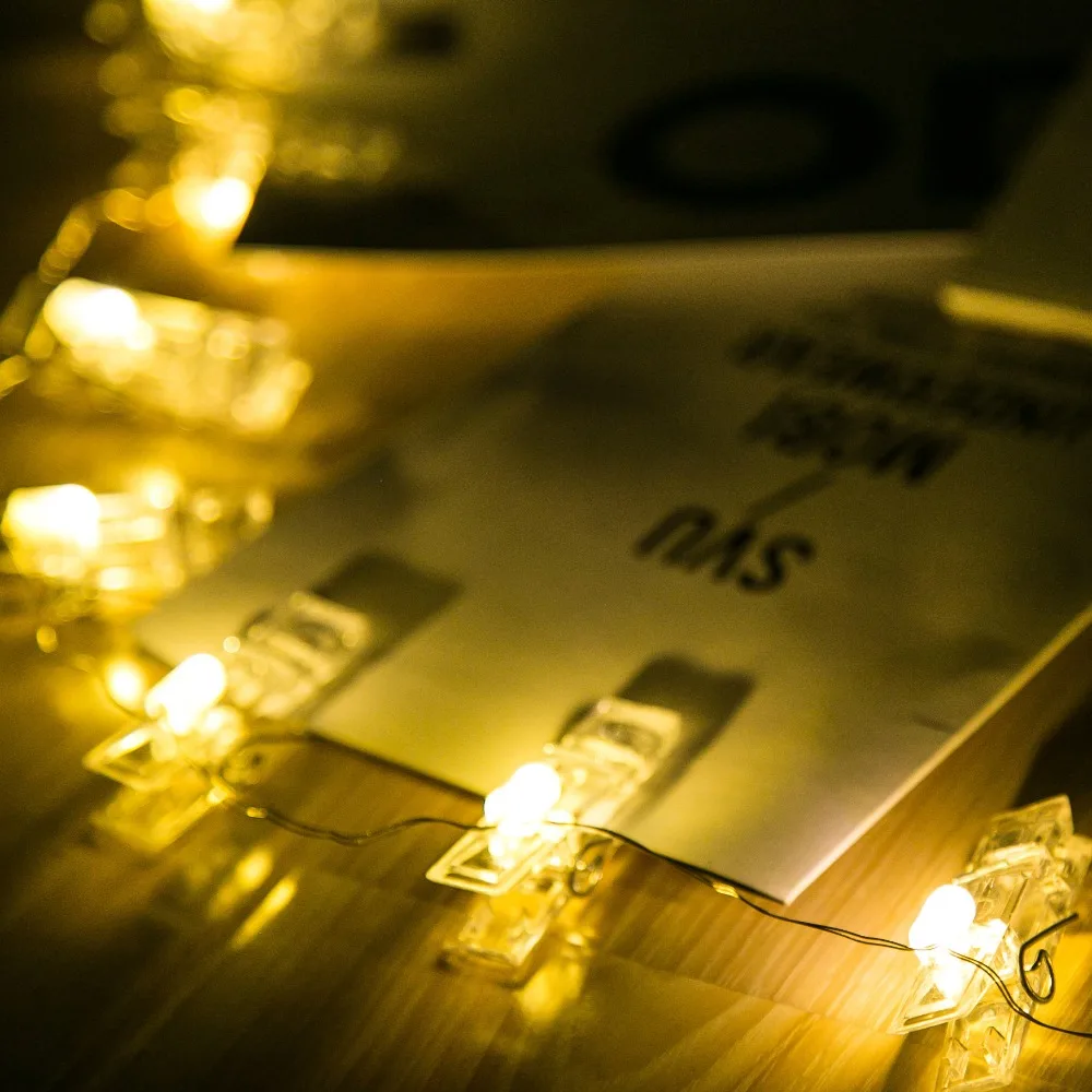 
20 LED Battery Powered Fairy Wire Lights LED Photo Clip String Lights For Bedroom Hanging Photo 