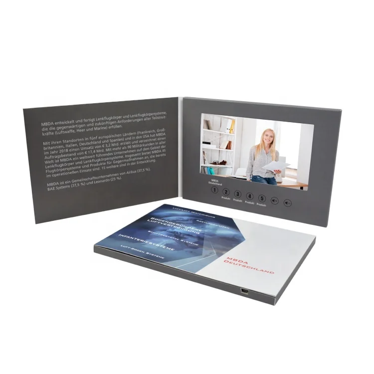 Professional Customized 2.4 4.3 5 7 10.1 inch audio video business card company presentation video advertising brochure