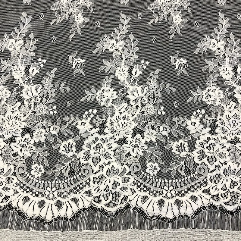 Textile Tulle Eyelash Lace Fabric French Bridal Voile Lace Fabric with Heavy Cord