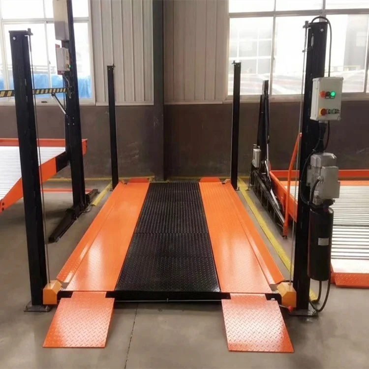Cheap four post parking lift with two car spaces coat paint 4000kgs car lift
