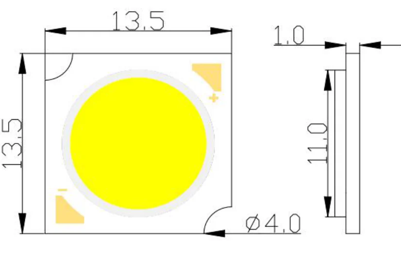 COB1313 LED chip-dimension