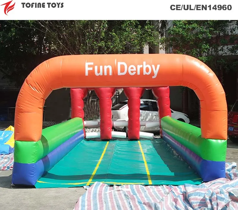 Fun Inflatable derby horse racing game inflatable Pony Hop racing inflatable horse riding for kids and adults