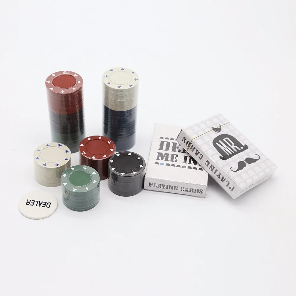 Iron Tin Box Entertainment Playing Cards Poker Chips Set