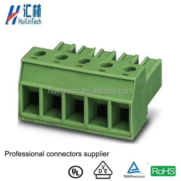 7.62mm brass contact plastic Euro PCB screw pluggable terminal block