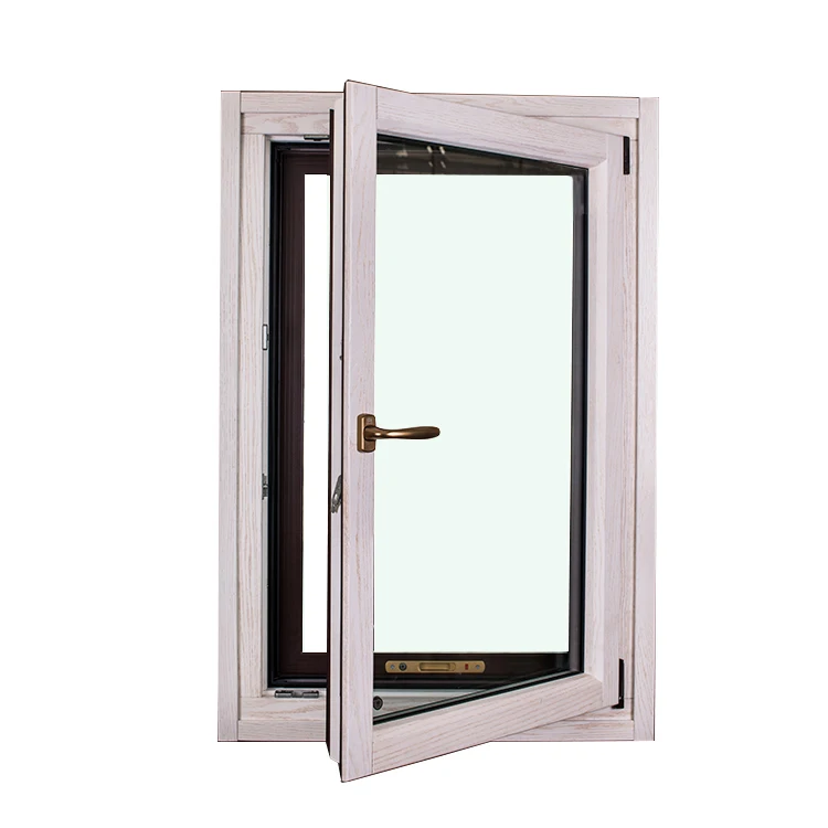 В европейском стиле алюминиевое деревянное белое стекло с двойным наклоном и поворотом створки окна