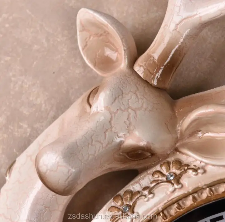 wall clocks antique gold resin metal clock couple deer