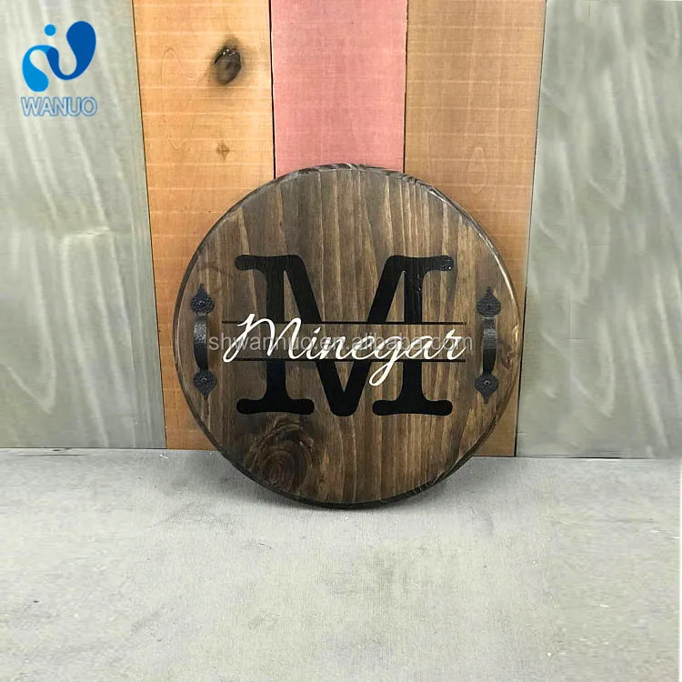 WanuoCraft Custom Round Wooden Serving Tray With Black Handles