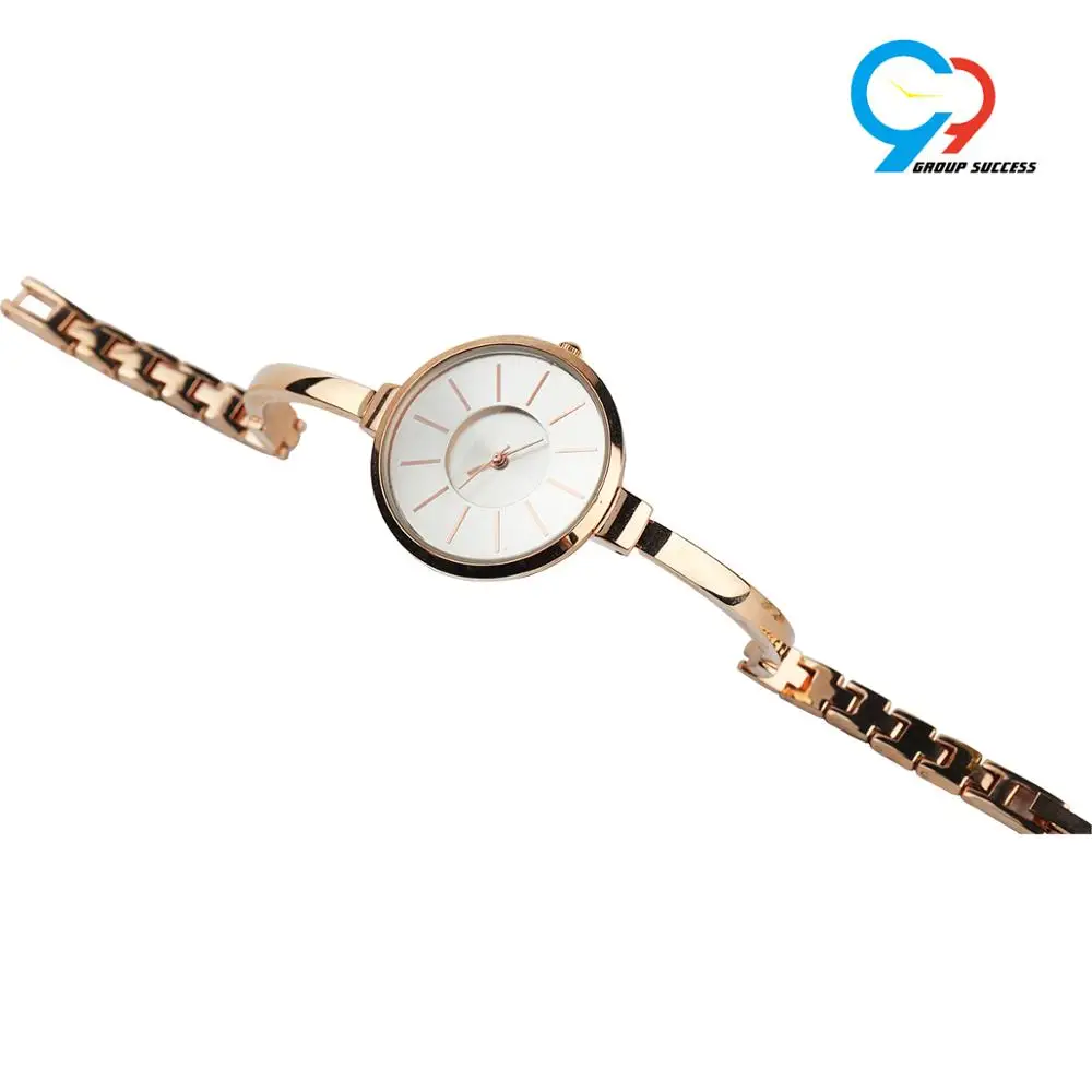 Slim chain band 12mm extra links ladies watches IPRG jewelry wristwatch