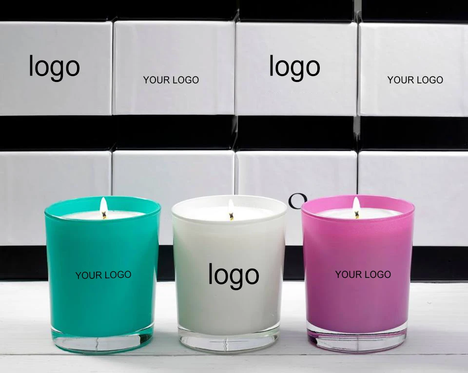 OEM Black And White Matte Frosted Glass Candle Holder Jars With Wood Lid