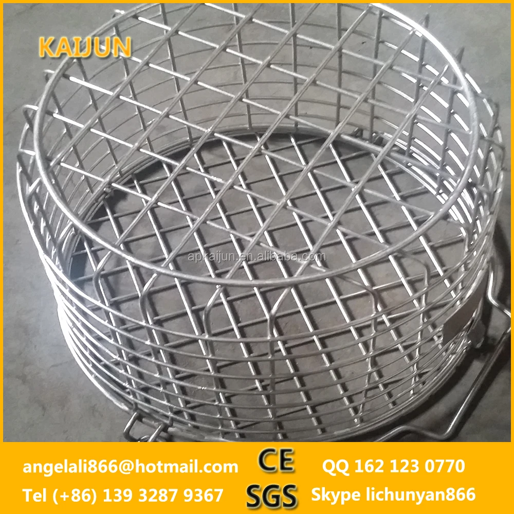 stainless steel 304 round shape storage metal wire basket with handle