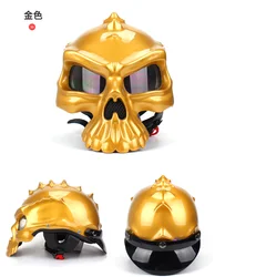 NEW Open Face Helmet Skull Motorcycle Helmet Retro Motorbike Half Face racing Moto Helmets Capacetes Casco Retro Casque
