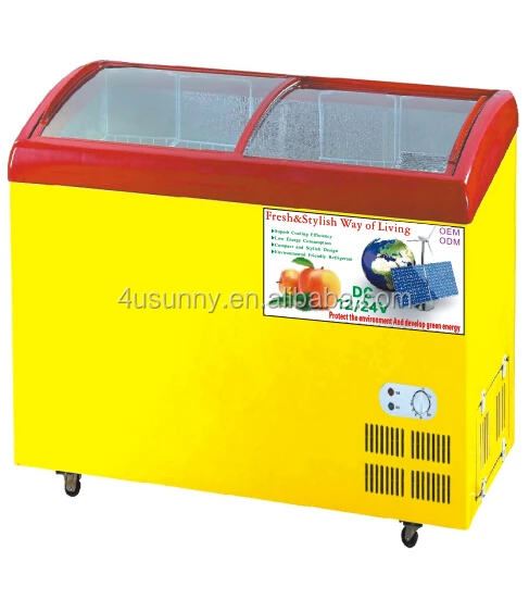 Best Solar Freezer Manufacturer  10Cu.ft 24V DC Deep Chest Display Freezer Ice Cream Commercial Upright Solar Powered Freezer