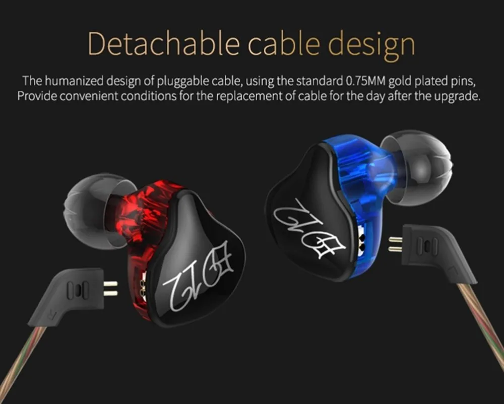 Плотным верхним ворсом KZ наушники KZ-ED12 в ухо шумоподавления с микрофоном для iPhone / Android