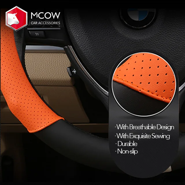 
New Arrival 7 Design Car Accessory Fashion Durable Leather Steering Wheel Cover 