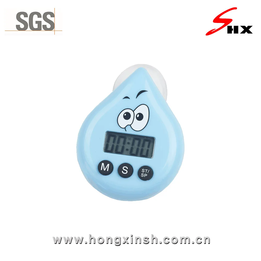 
Raindrop-shaped digital shower timer with sucker 