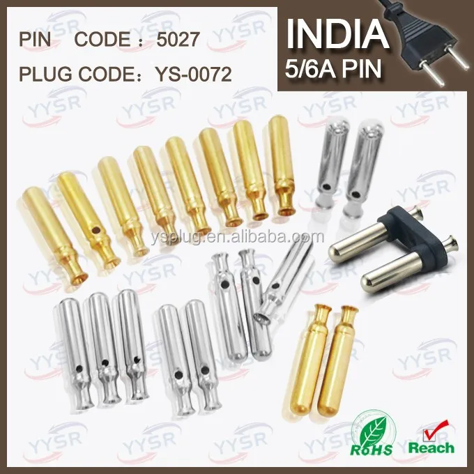 8734 7034 7.0mm 8.7mm 15/16amp South Africa India plug with 10/16A crimping brass pin hollow solid