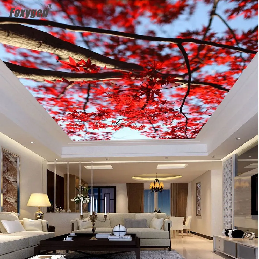 2020 Red Leave High Quality Soft Colorful Stretch Membrane Modern Decorative Acoustic Tile Pvc Ceiling Panel
