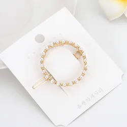 Wholesale Korean Heart Round Tie Geometric Mixed Designs Gold Plating Pearl Hair Clips For Women Baby Girls