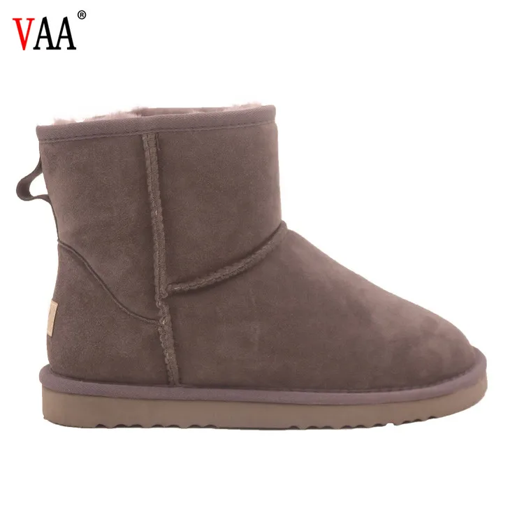 F015-5854 Winter Factory Customized Basic Design  Wool  Boots EVA Plush Genuine Leather Ankle Snow Boots