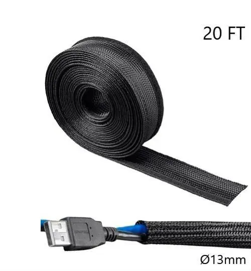 
Durable Cable Wrap Sleeve Wire Cord Hider Cover w/ Hook & Loop Organizer 