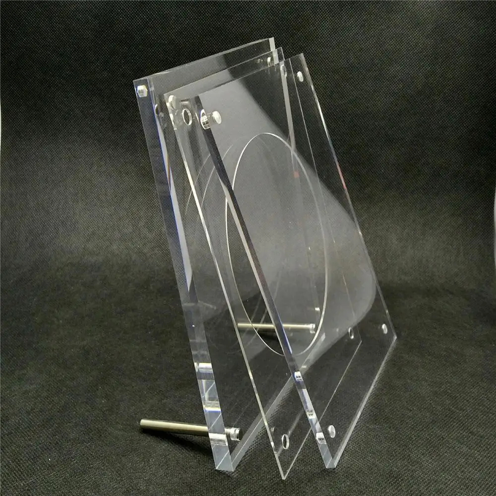Multifunctional Clear Magnetic Acrylic Photo Frame Customized CD Holder Eco-friendly CNC Cut