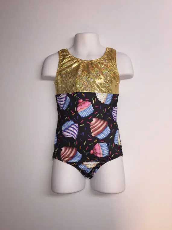 New arrival cupcake pattern girls gymnastics leotards
