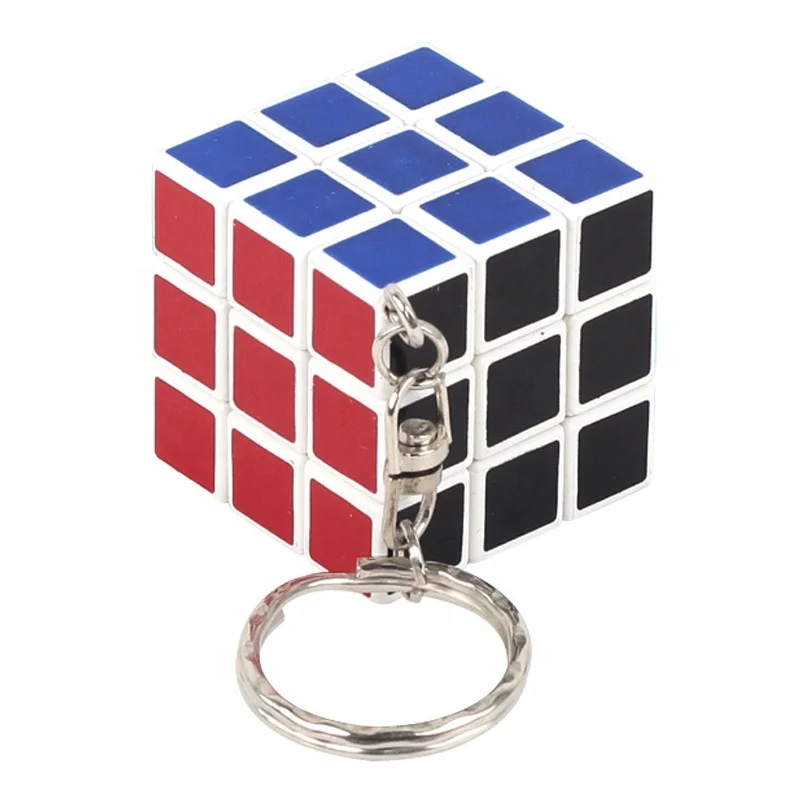 educational puzzle toy 3.5cm mini plastic 3x3 speed cube with keyring