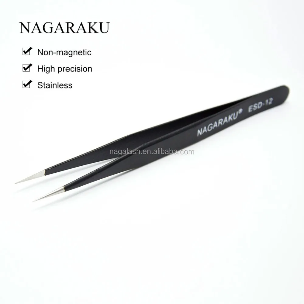 NAGARAKU stainless non-magnetic eyelash extension tweezers false eyelash tweezers private label