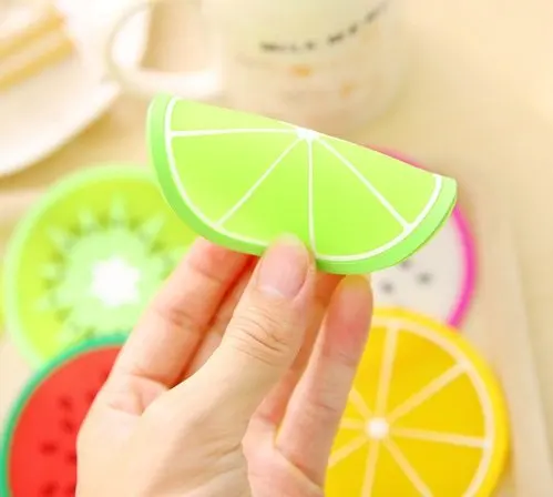 Non Slip Fruit Slice Drink Cups Pad Silicone Fruit Coaster