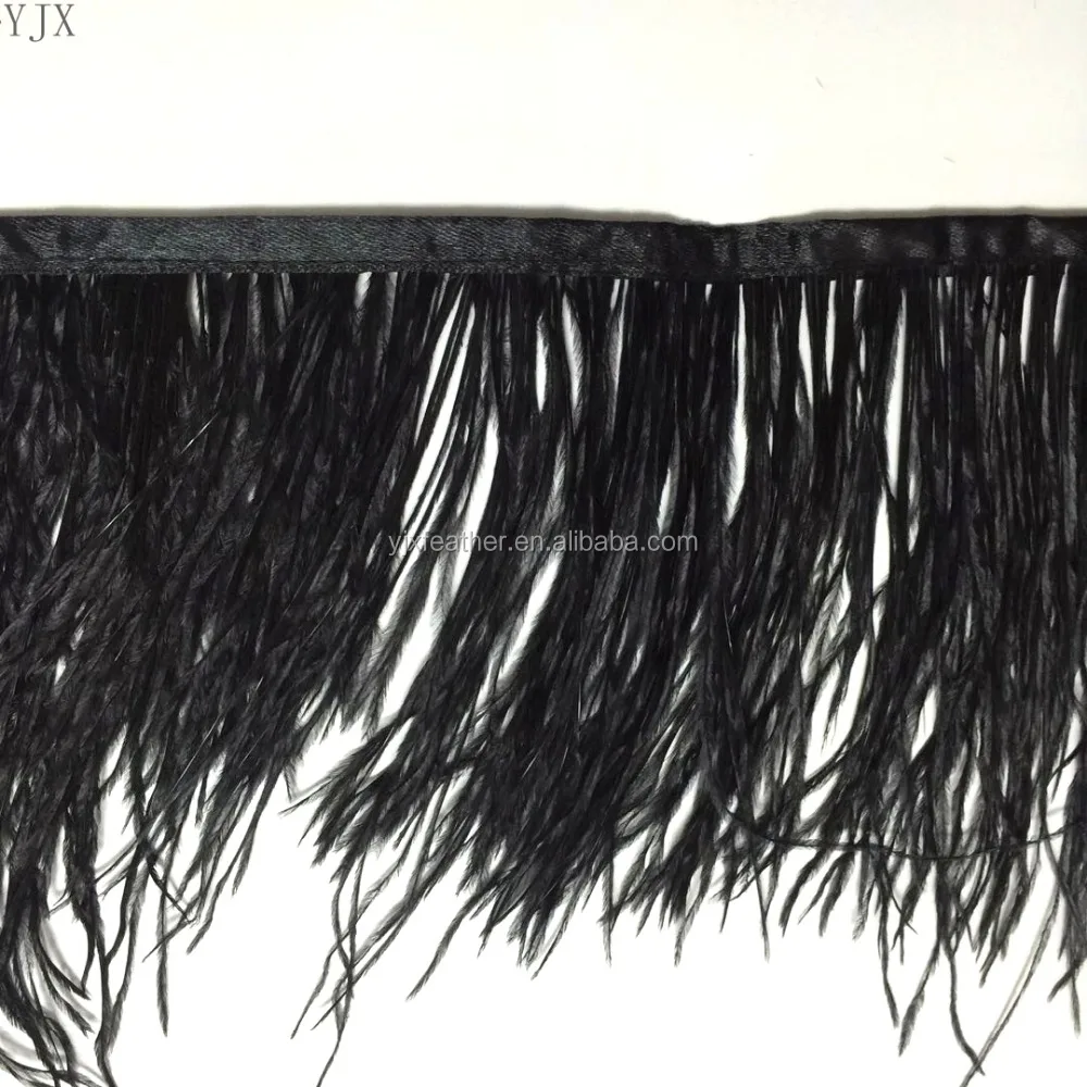 BLACK OSTRICH FEATHER TRIM FOR DECORATION