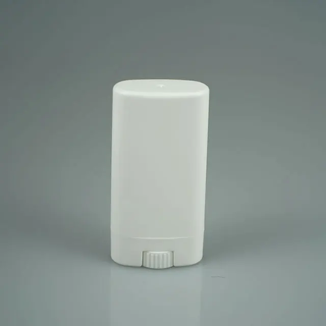 white 15g plastic deodorant tube , oval lip balm tube, oval solid perfume container clay blush tube