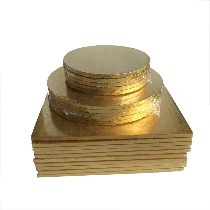 1/2inch thickness disposable gold silver corrugated cake drum